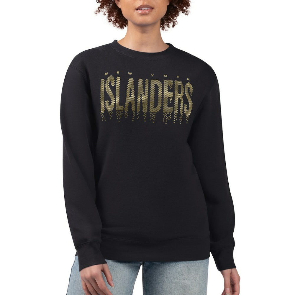NHL New York Islanders G-III 4Her by Carl Banks Women's Metallic Drop Printed Fleece Sweatshirt - Black