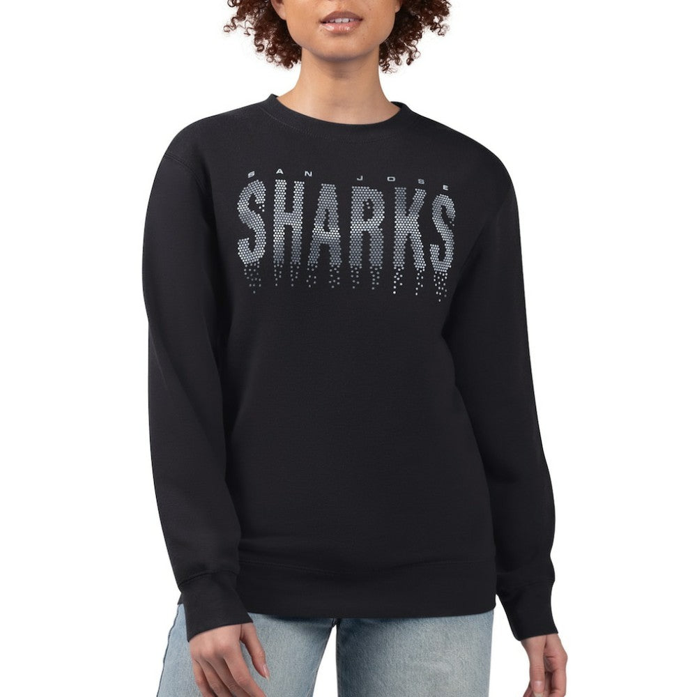 NHL San Jose Sharks G-III 4Her by Carl Banks Women's Metallic Drop Printed Fleece Sweatshirt - Black