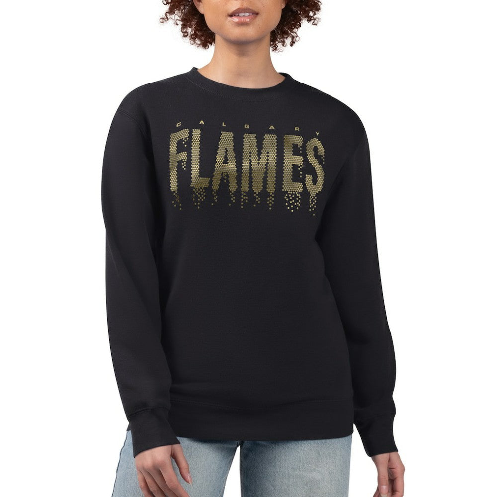 NHL Calgary Flames G-III 4Her by Carl Banks Women's Metallic Drop Printed Fleece Sweatshirt - Black