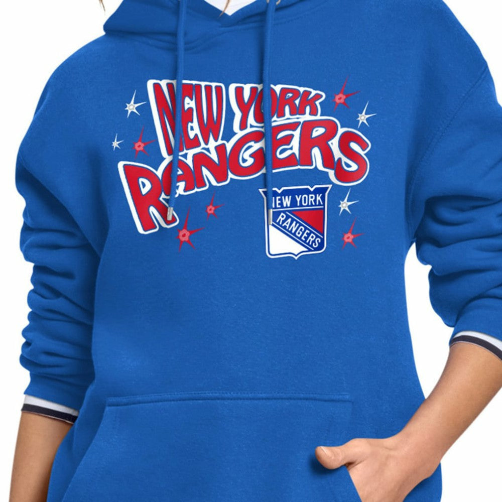 NHL New York Rangers Starter Women's Fireworks Fleece Hoodie - Blue