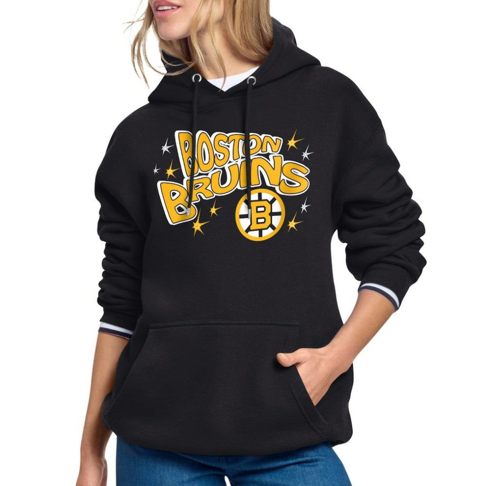 NHL Boston Bruins Starter Women's Fireworks Fleece Hoodie - Black