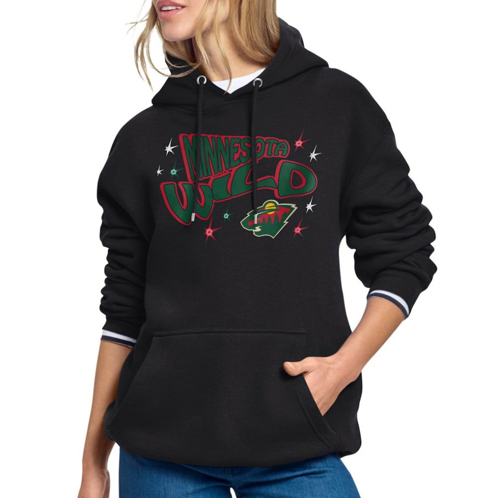 NHL Minnesota Wild Starter Women's Fireworks Fleece Hoodie - Black