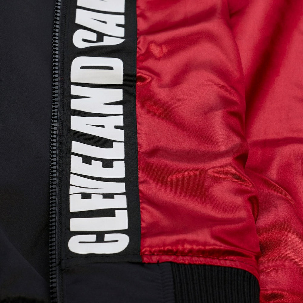 Cleveland Cavaliers Hardwood Classics Nights Walk the Tunnel Satin Bomber Full-Snap Hooded Jacket Black