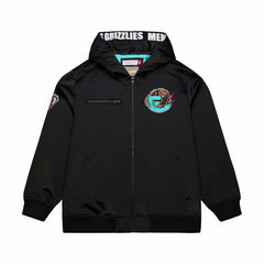 Memphis Grizzlies Hardwood Classics Nights Walk the Tunnel Satin Bomber Full-Snap Hooded Jacket Black