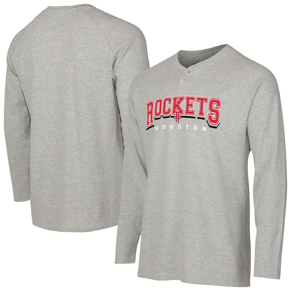 Houston Rockets Concepts Sport Hawthorn Thermal Knit Long Sleeve Henley T-Shirt Gray