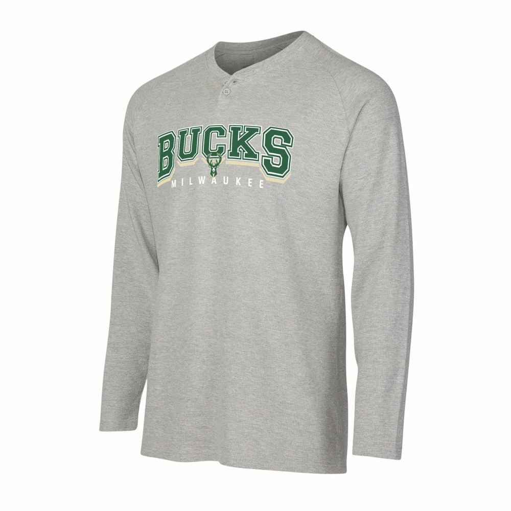 Milwaukee Bucks Concepts Sport Hawthorn Thermal Knit Long Sleeve Henley T-Shirt Gray