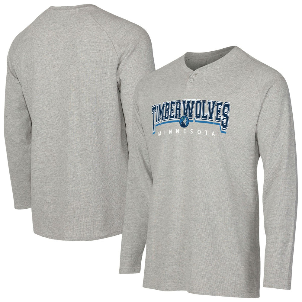 Minnesota Timberwolves Concepts Sport Hawthorn Thermal Knit Long Sleeve Henley T-Shirt Gray