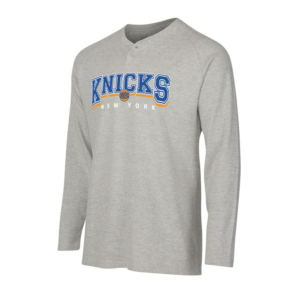 New York Knicks Concepts Sport Hawthorn Thermal Knit Long Sleeve Henley T-Shirt Gray
