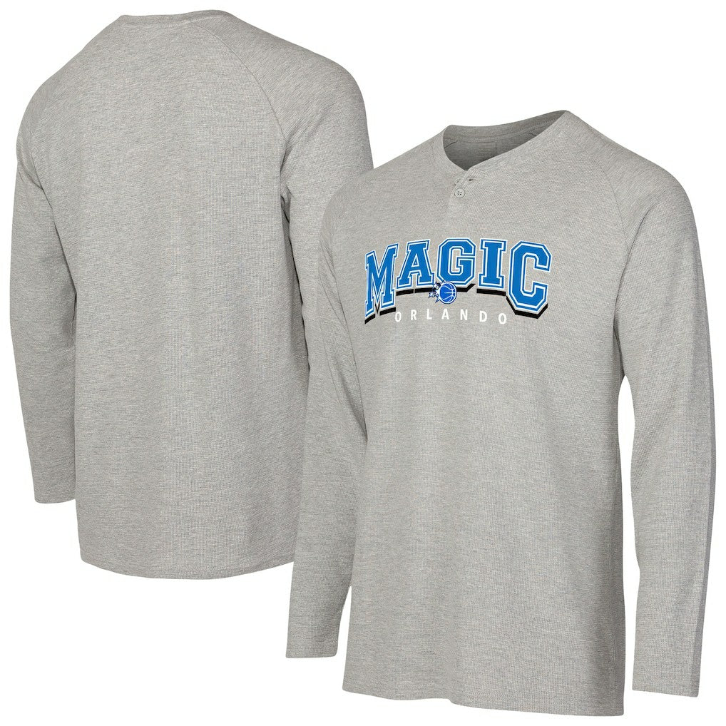 Orlando Magic Concepts Sport Hawthorn Thermal Knit Long Sleeve Henley T-Shirt Gray