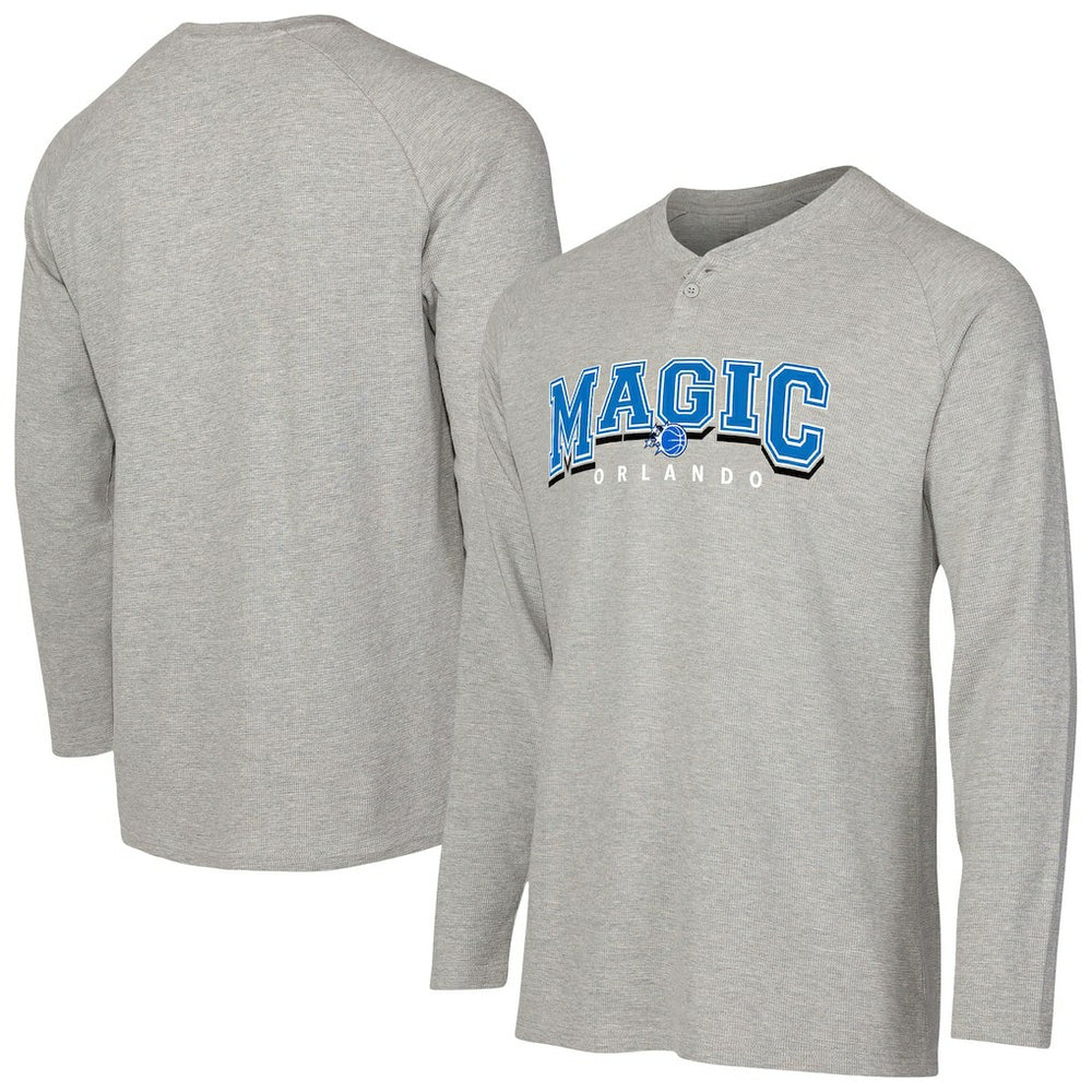 Orlando Magic Concepts Sport Hawthorn Thermal Knit Long Sleeve Henley T-Shirt Gray