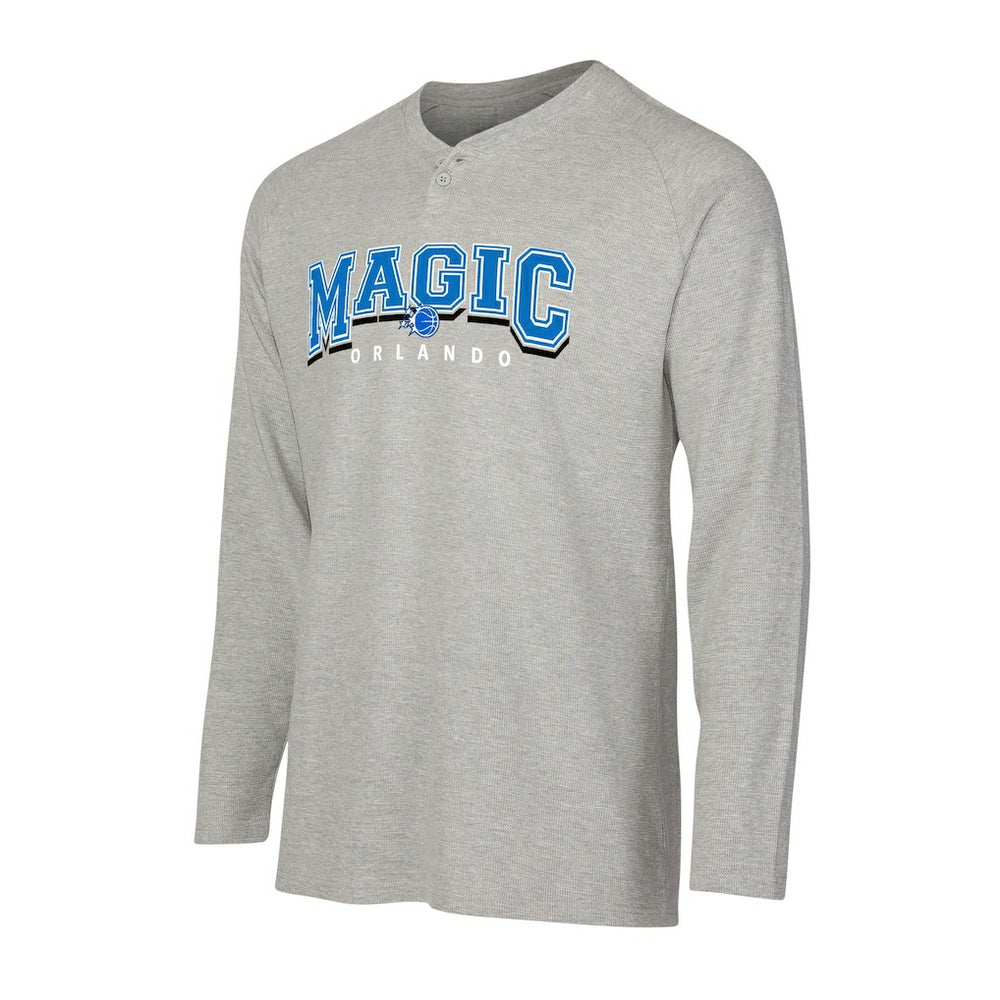 Orlando Magic Concepts Sport Hawthorn Thermal Knit Long Sleeve Henley T-Shirt Gray