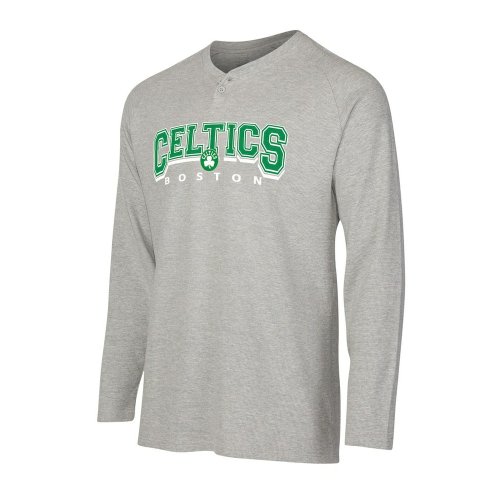Boston Celtics Concepts Sport Hawthorn Thermal Knit Long Sleeve Henley T-Shirt Gray