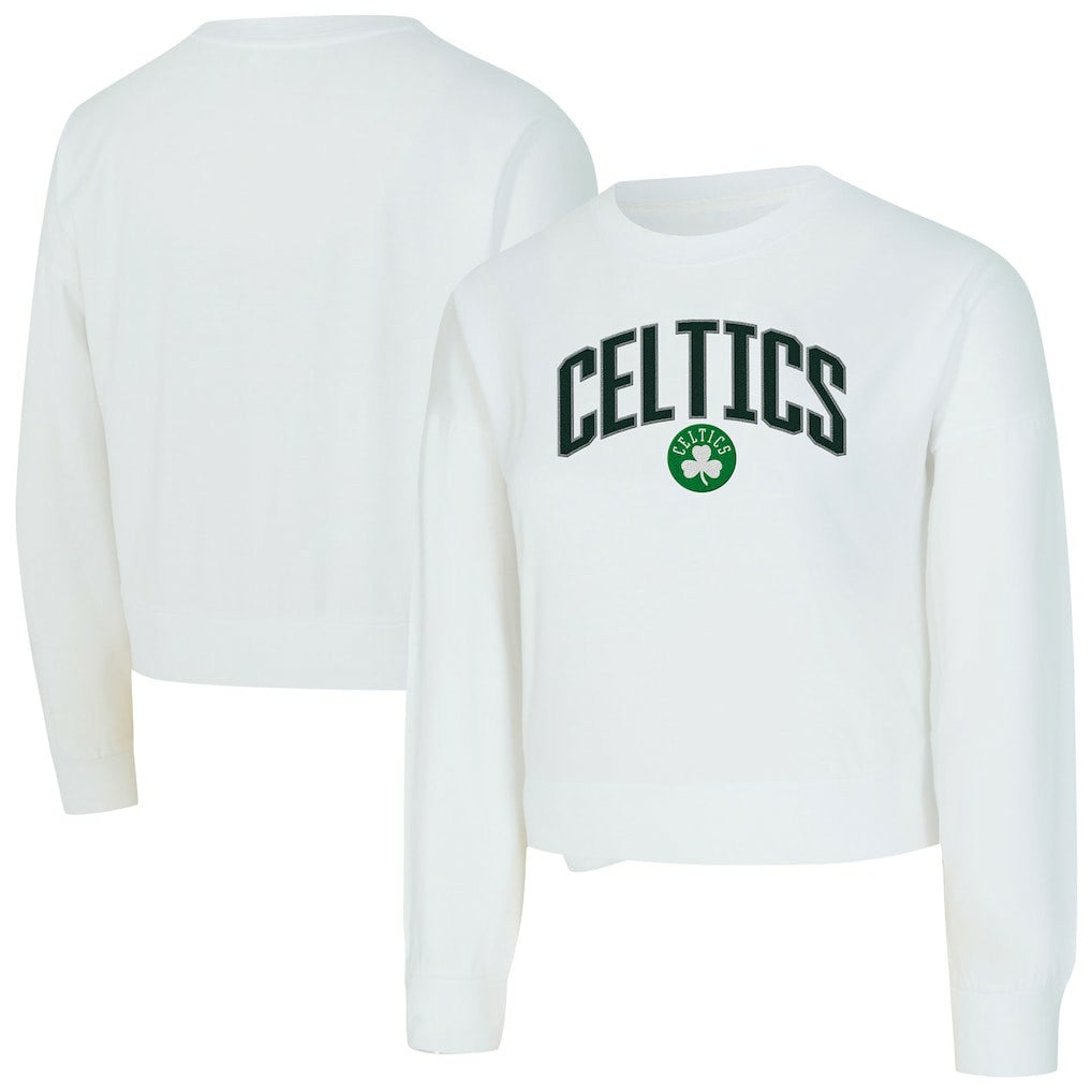 Boston Celtics Concepts Sport Women's Laney Chenille Cropped Long Sleeve T-Shirt White
