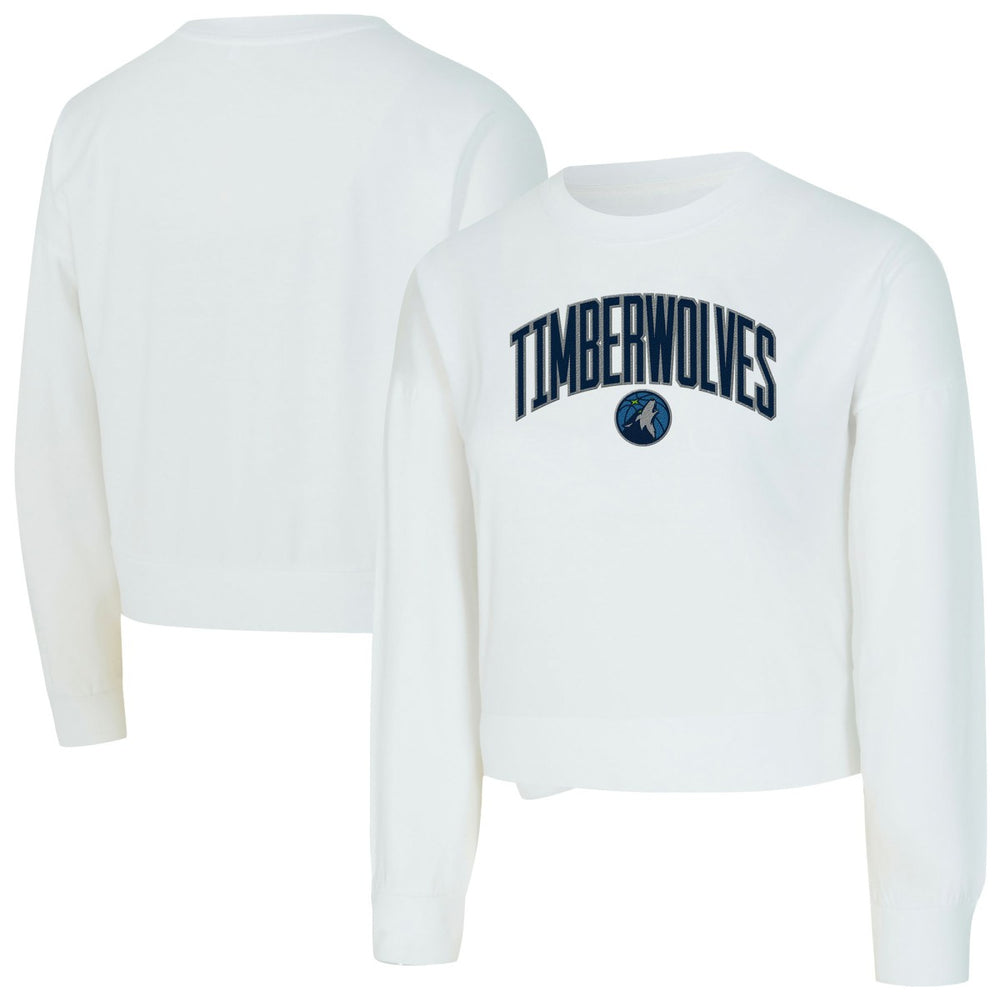 Minnesota Timberwolves Concepts Sport Women's Laney Chenille Cropped Long Sleeve T-Shirt White