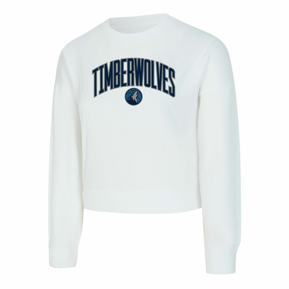 Minnesota Timberwolves Concepts Sport Women's Laney Chenille Cropped Long Sleeve T-Shirt White