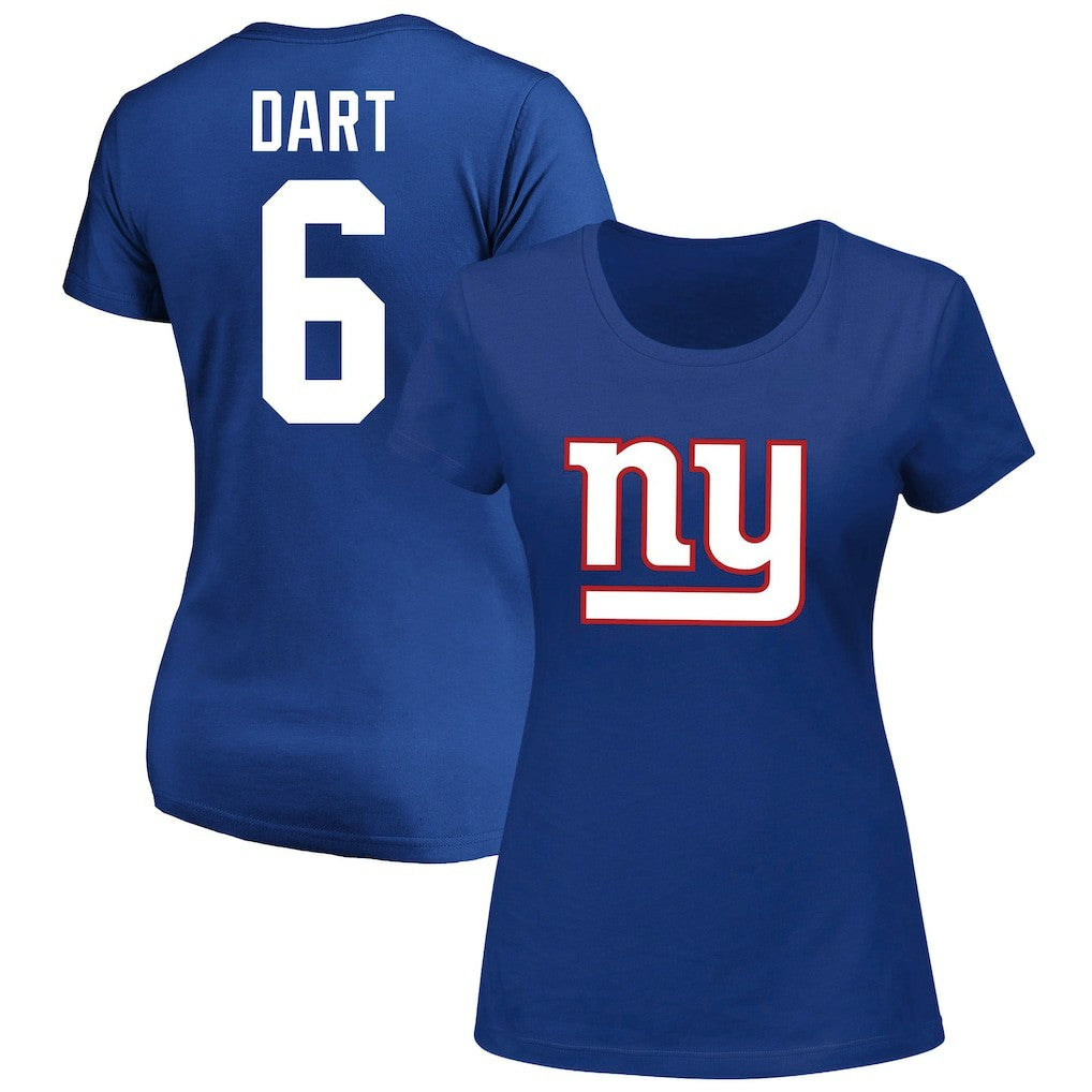 Jaxson Dart New York Giants Women's Plus Size Name & Number Scoop Neck T-Shirt Royal