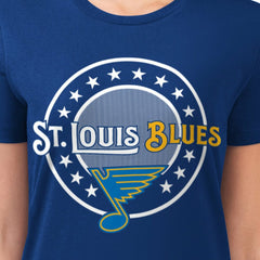 NHL St. Louis Blues G-III 4Her by Carl Banks Women's Super-Slim Lightweight Pinstripe Circle Graphic T-Shirt - Royal