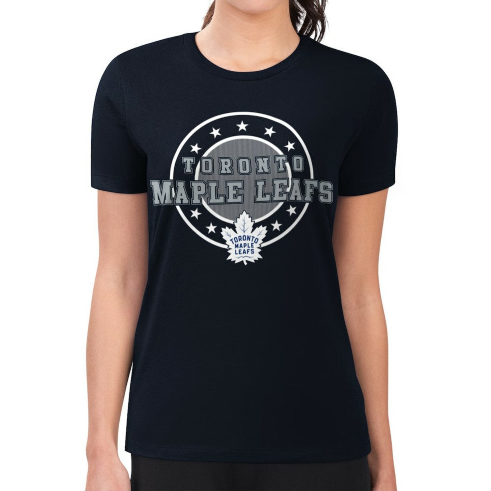 NHL Toronto Maple Leafs G-III 4Her by Carl Banks Women's Super-Slim Lightweight Pinstripe Circle Graphic T-Shirt - Navy