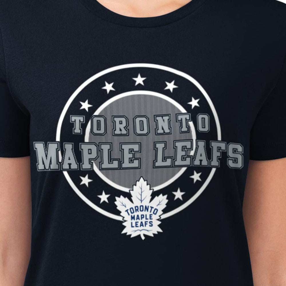 NHL Toronto Maple Leafs G-III 4Her by Carl Banks Women's Super-Slim Lightweight Pinstripe Circle Graphic T-Shirt - Navy