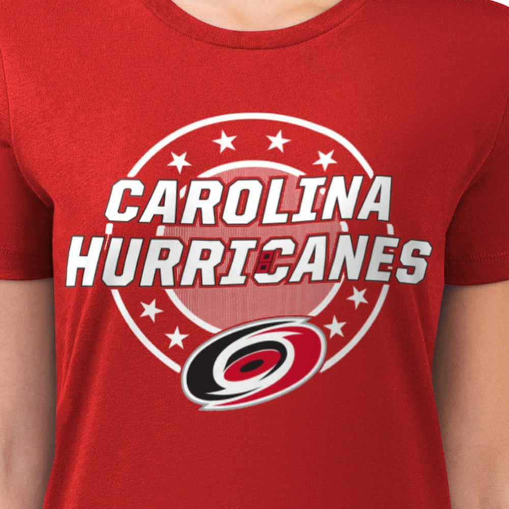 NHL Carolina Hurricanes G-III 4Her by Carl Banks Women's Super-Slim Lightweight Pinstripe Circle Graphic T-Shirt - Red
