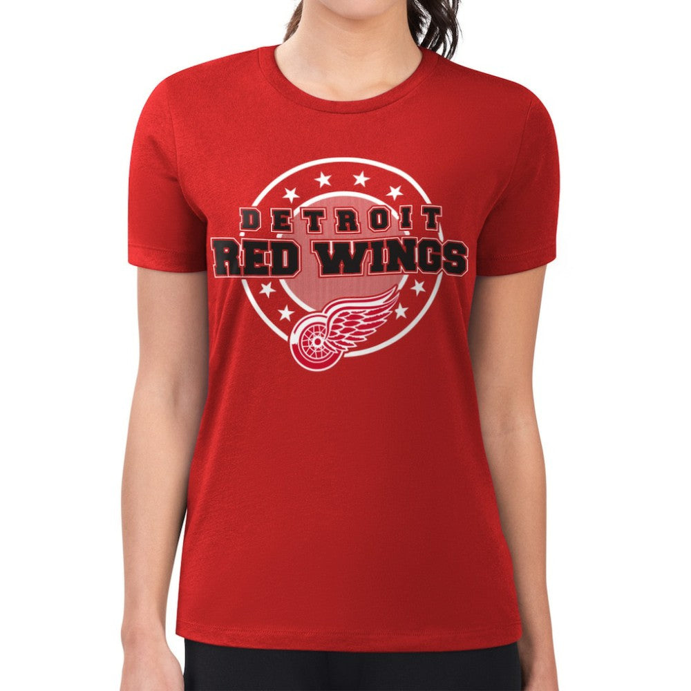 NHL Detroit Red Wings G-III 4Her by Carl Banks Women's Super-Slim Lightweight Pinstripe Circle Graphic T-Shirt - Red