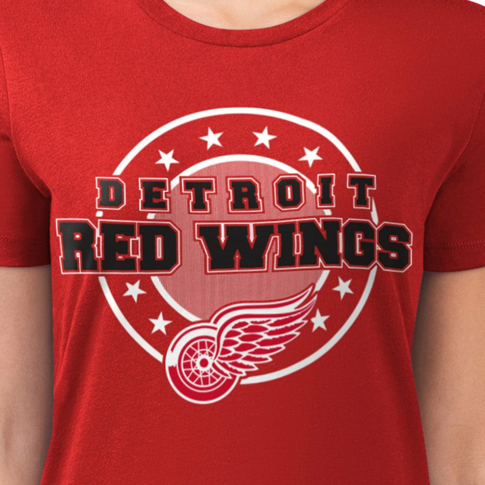 NHL Detroit Red Wings G-III 4Her by Carl Banks Women's Super-Slim Lightweight Pinstripe Circle Graphic T-Shirt - Red
