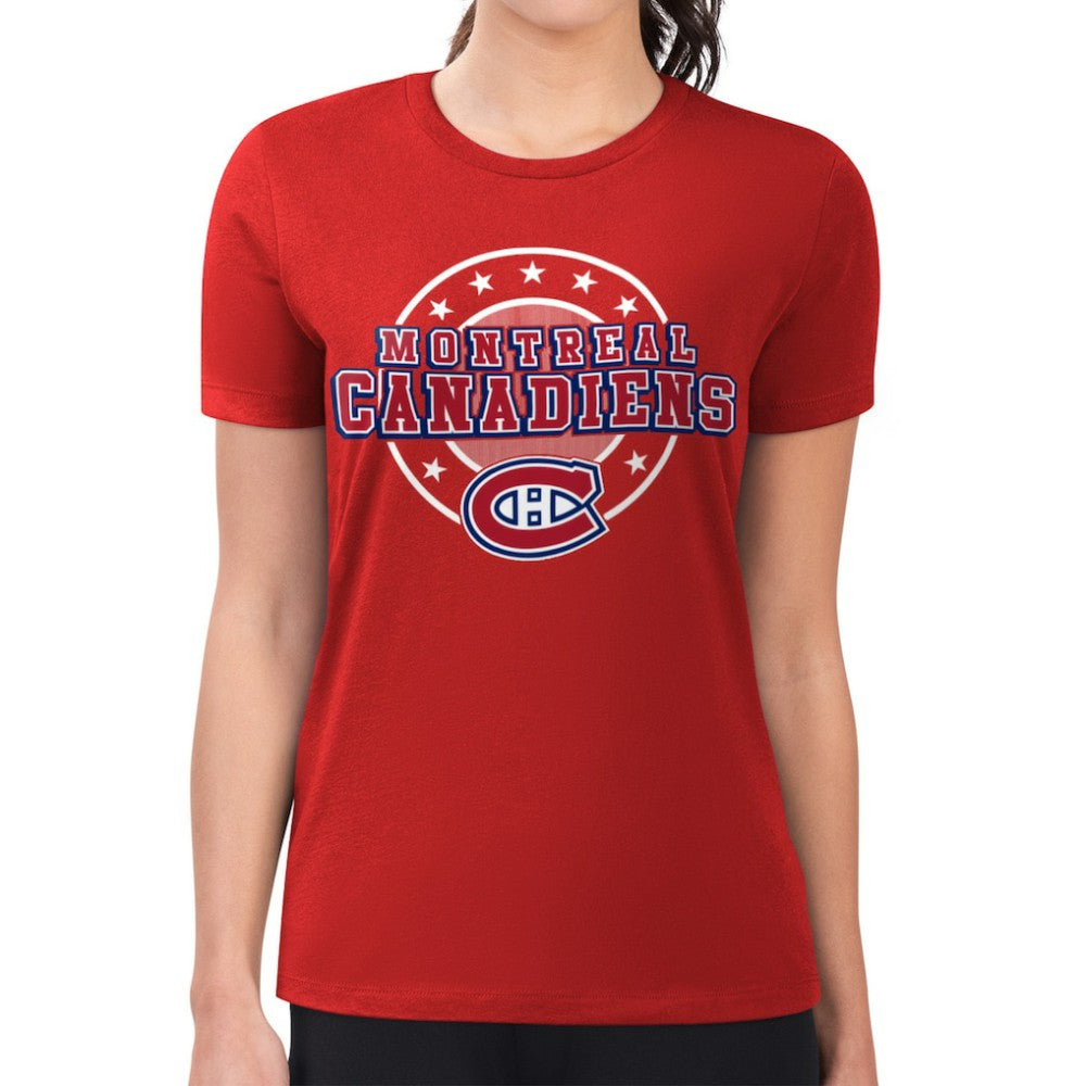 NHL Montreal Canadiens G-III 4Her by Carl Banks Women's Super-Slim Lightweight Pinstripe Circle Graphic T-Shirt - Red