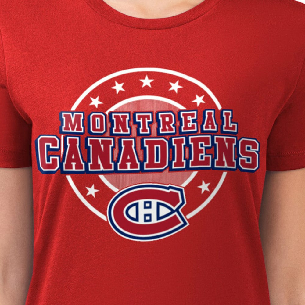 NHL Montreal Canadiens G-III 4Her by Carl Banks Women's Super-Slim Lightweight Pinstripe Circle Graphic T-Shirt - Red