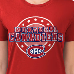 NHL Montreal Canadiens G-III 4Her by Carl Banks Women's Super-Slim Lightweight Pinstripe Circle Graphic T-Shirt - Red