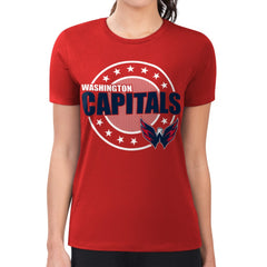 NHL Washington Capitals G-III 4Her by Carl Banks Women's Super-Slim Lightweight Pinstripe Circle Graphic T-Shirt - Red