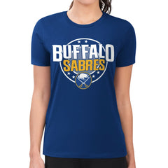 NHL Buffalo Sabres G-III 4Her by Carl Banks Women's Super-Slim Lightweight Pinstripe Circle Graphic T-Shirt - Royal