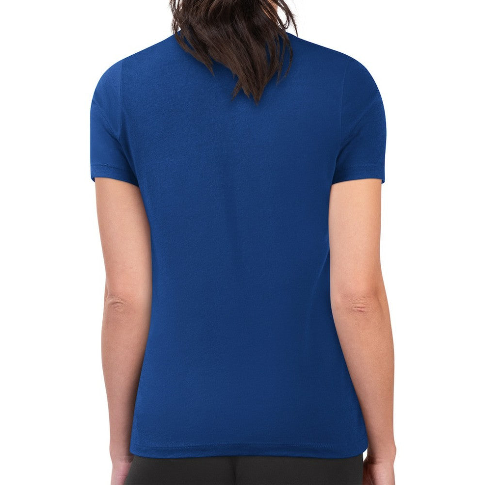 NHL Edmonton Oilers G-III 4Her by Carl Banks Women's Super-Slim Lightweight Pinstripe Circle Graphic T-Shirt - Royal