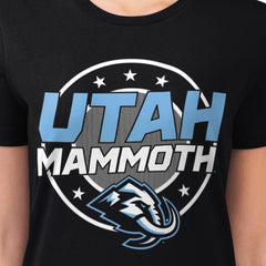 NHL Utah Mammoth G-III 4Her by Carl Banks Women's Super-Slim Lightweight Pinstripe Circle Graphic T-Shirt - Black