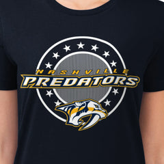 NHL Nashville Predators G-III 4Her by Carl Banks Women's Super-Slim Lightweight Pinstripe Circle Graphic T-Shirt - Navy