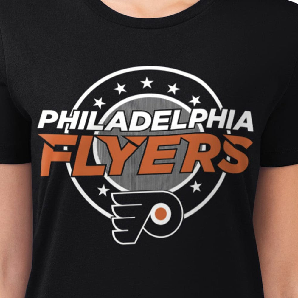 NHL Philadelphia Flyers G-III 4Her by Carl Banks Women's Super-Slim Lightweight Pinstripe Circle Graphic T-Shirt - Black