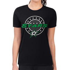 NHL Dallas Stars G-III 4Her by Carl Banks Women's Super-Slim Lightweight Pinstripe Circle Graphic T-Shirt - Black