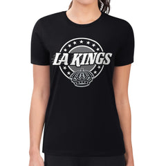 NHL Los Angeles Kings G-III 4Her by Carl Banks Women's Super-Slim Lightweight Pinstripe Circle Graphic T-Shirt - Black