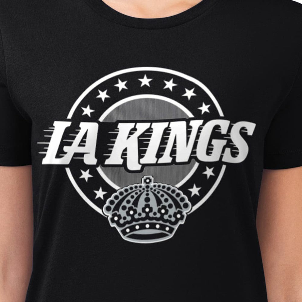 NHL Los Angeles Kings G-III 4Her by Carl Banks Women's Super-Slim Lightweight Pinstripe Circle Graphic T-Shirt - Black