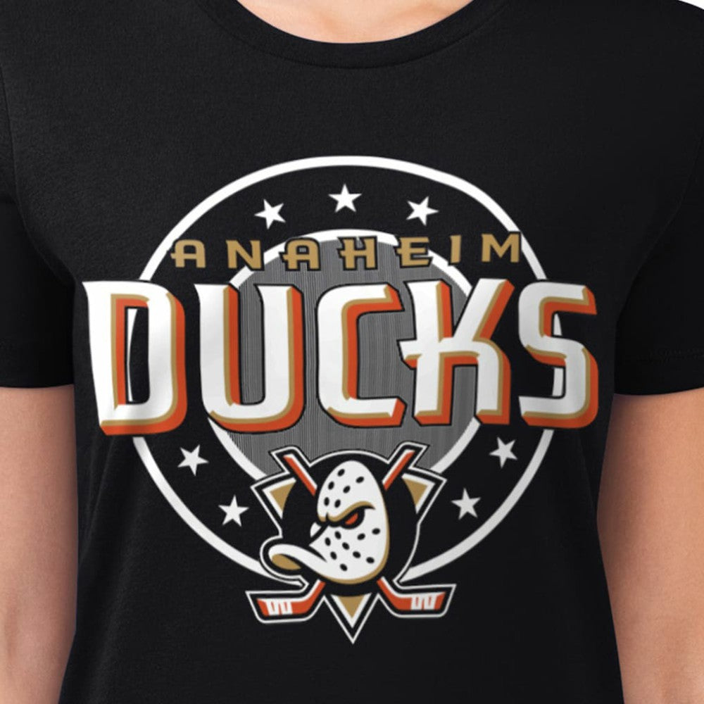 NHL Anaheim Ducks G-III 4Her by Carl Banks Women's Super-Slim Lightweight Pinstripe Circle Graphic T-Shirt - Black