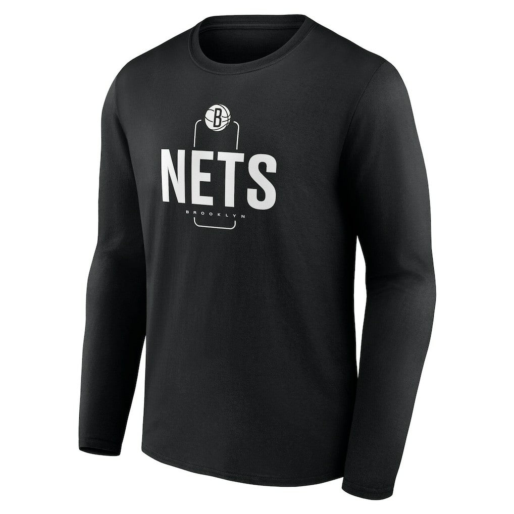 Brooklyn Nets Center Court Name & Number Custom Long Sleeve T-Shirt Black
