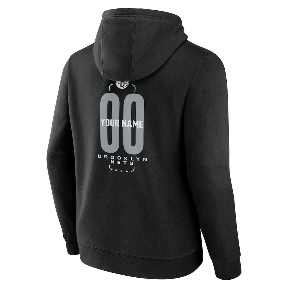 Brooklyn Nets Center Court Name & Number Custom Hoodie Black