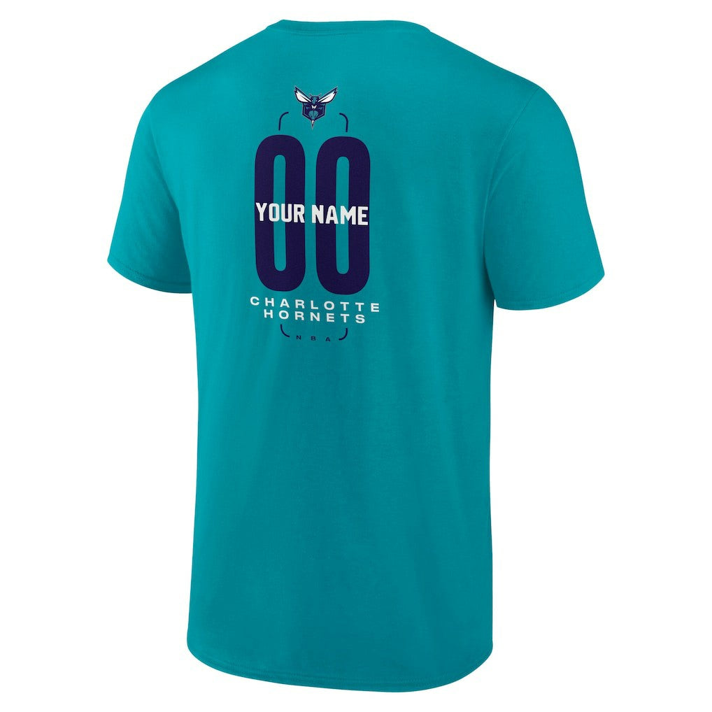Charlotte Hornets Center Court Name & Number Custom T-Shirt Teal