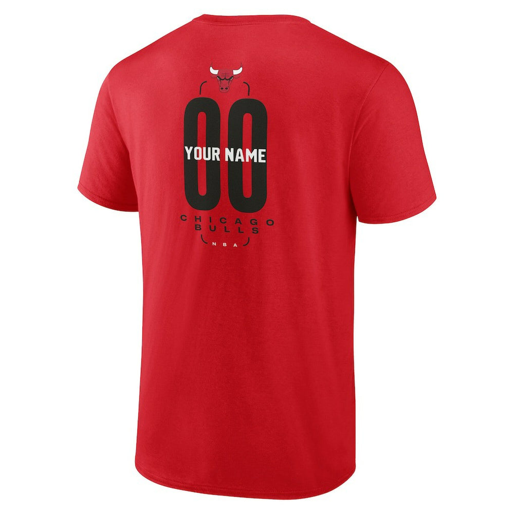 Chicago Bulls Center Court Name & Number Custom T-Shirt Red