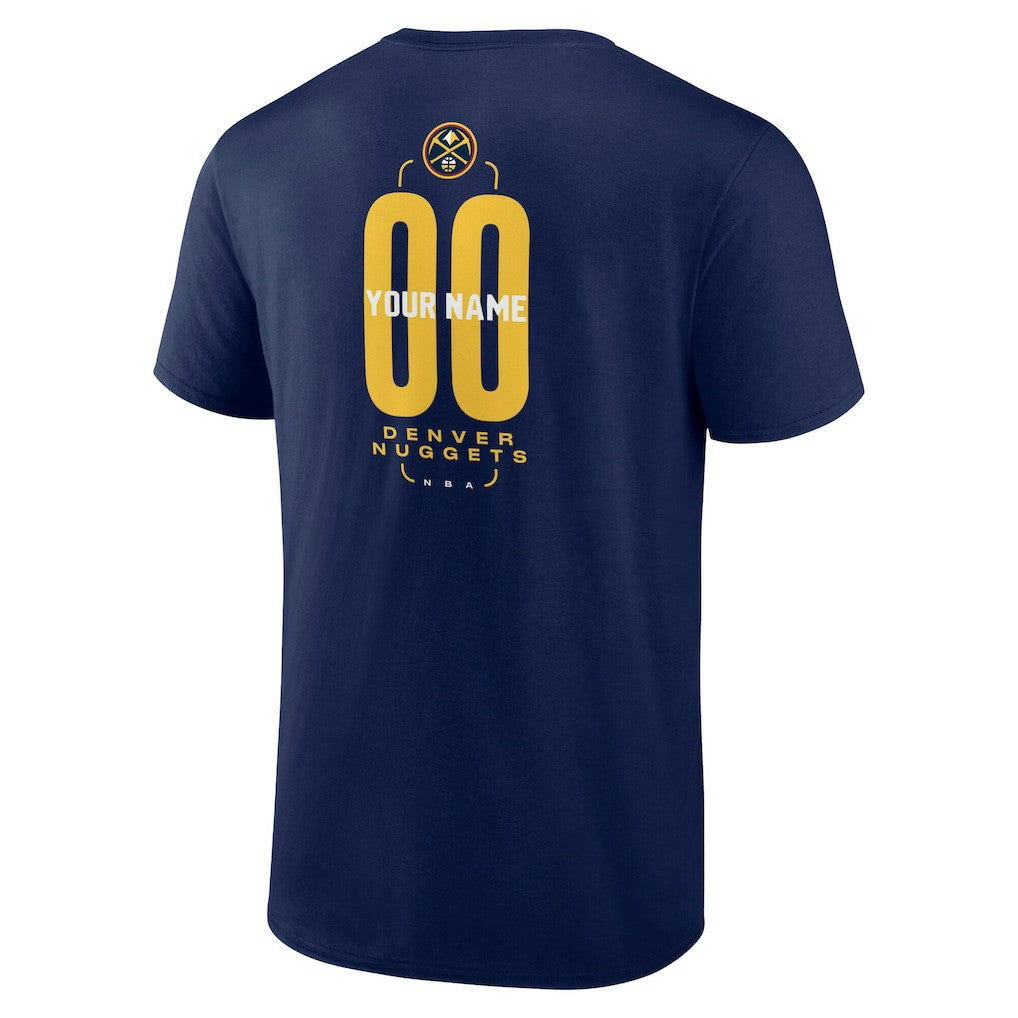 Denver Nuggets Center Court Name & Number Custom T-Shirt Navy