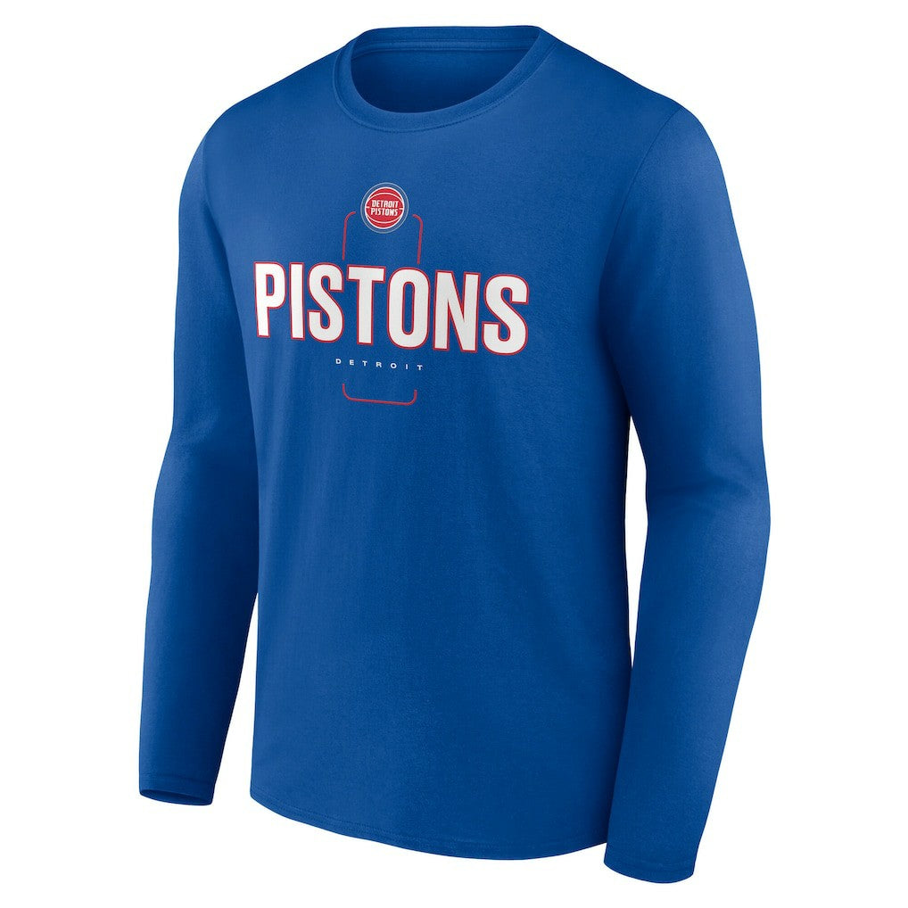 Detroit Pistons Center Court Name & Number Custom Long Sleeve T-Shirt Blue