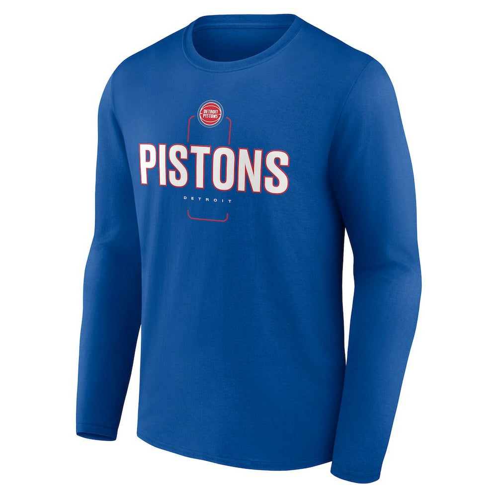 Detroit Pistons Center Court Name & Number Custom Long Sleeve T-Shirt Blue
