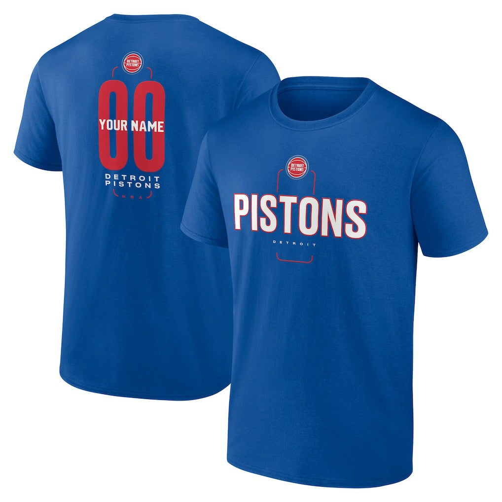 Detroit Pistons Center Court Name & Number Custom T-Shirt Blue