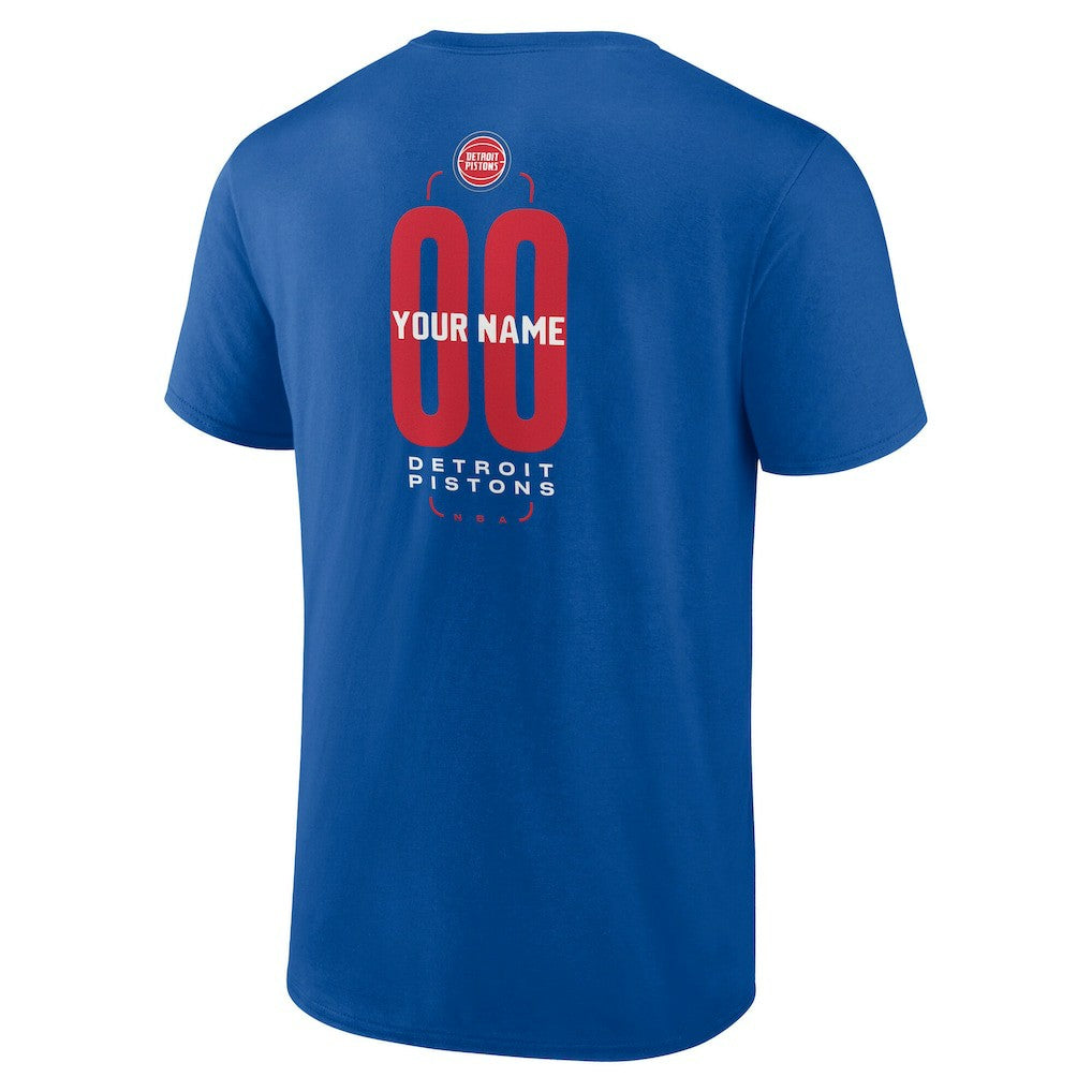 Detroit Pistons Center Court Name & Number Custom T-Shirt Blue