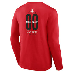 Houston Rockets Center Court Name & Number Custom Long Sleeve T-Shirt Red