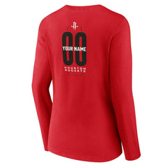 Houston Rockets Women's Center Court Name & Number Custom Long Sleeve V-Neck T-Shirt Red